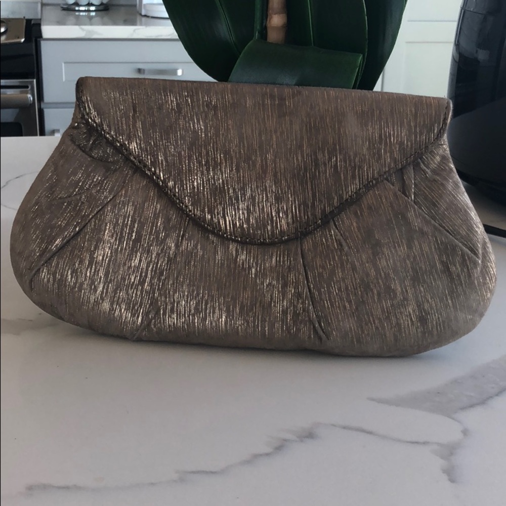 Lauren Merkin gold metallic clutch